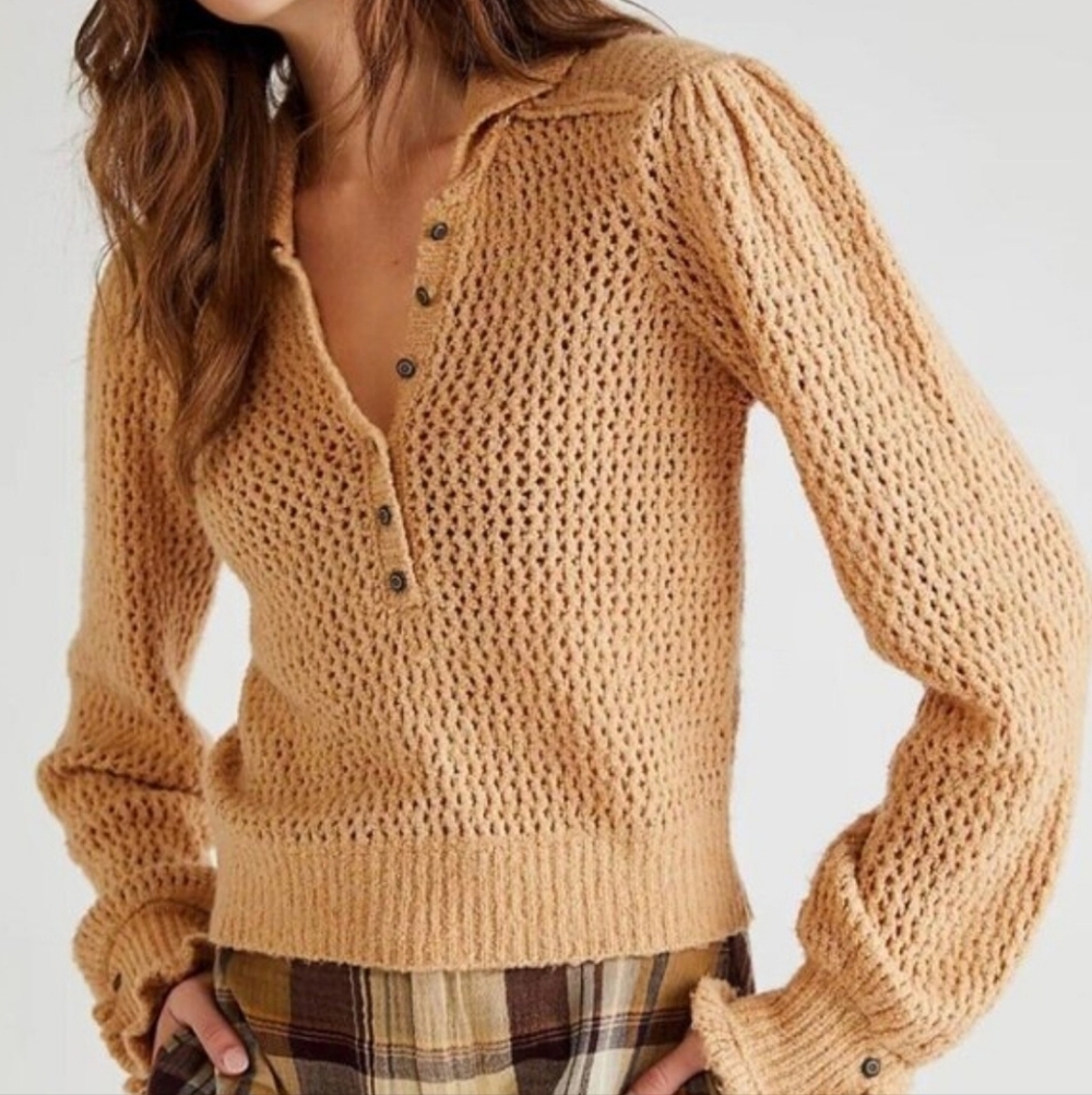Free People Snowdrift Pullover Sweater In Camel Heather